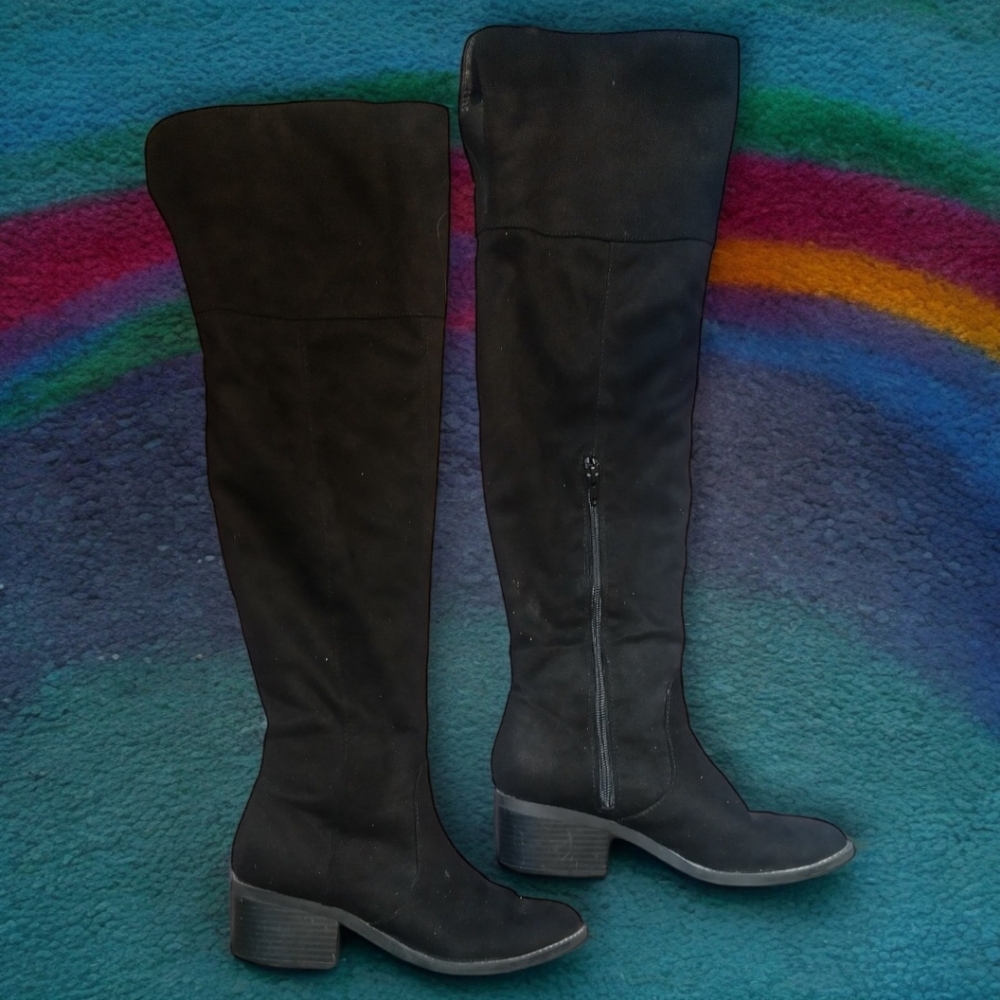 EXPRESS Over The Knee Faux Suede Boots - Black | Size 7 - Picture 16 of 16